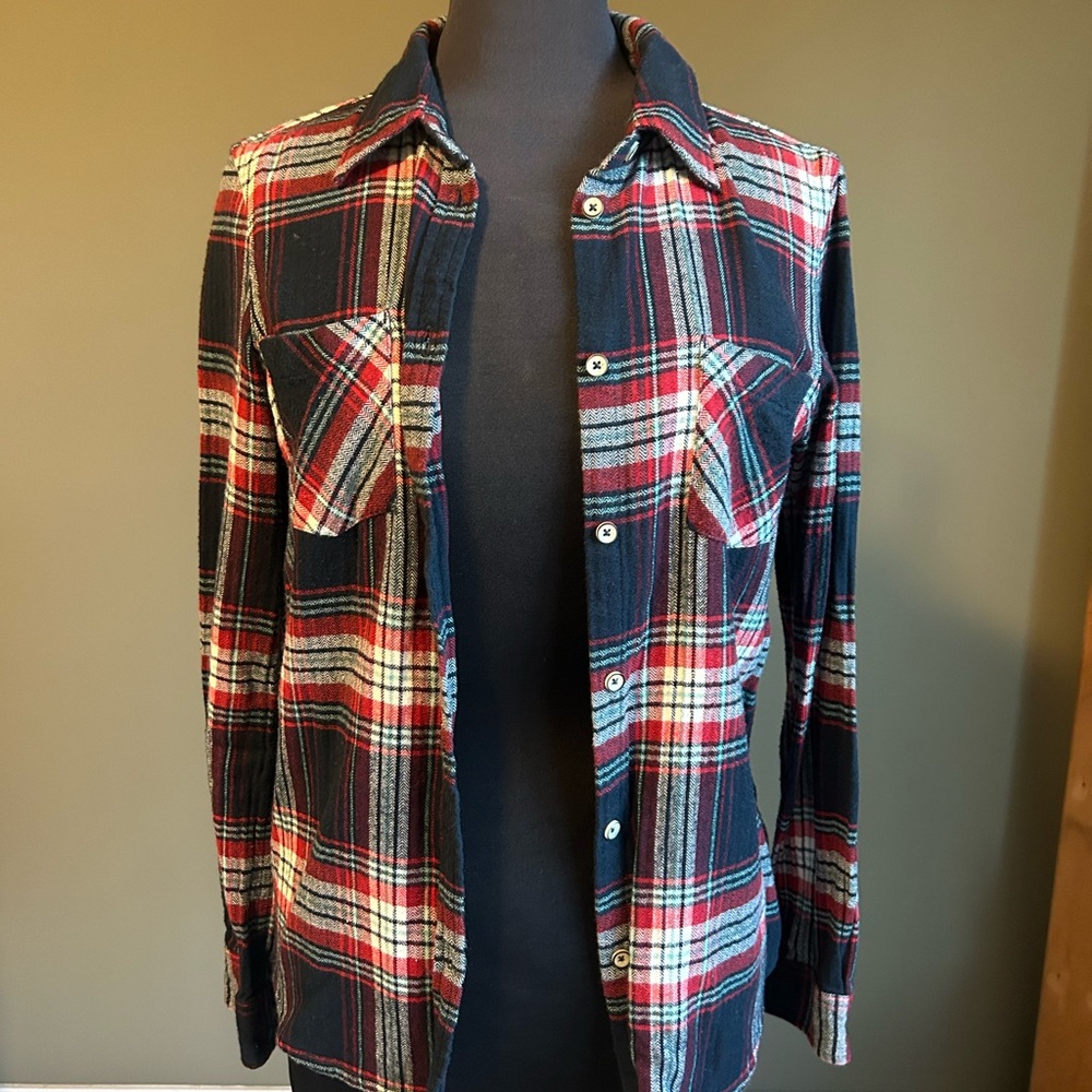 Red and Blue Plaid Button-Up Shirt